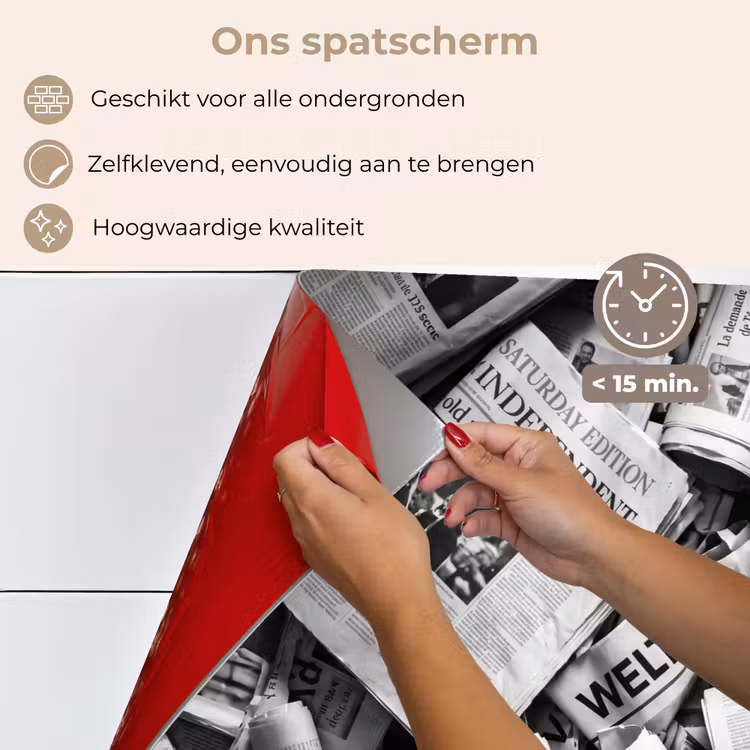 Spatscherm keuken - Krant - Stapel - Nieuws - Zwart-wit — 4