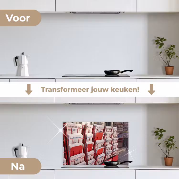 Spatscherm keuken - Kranten - Rek - Stedelijk - Dagelijks leven - Rood — 3