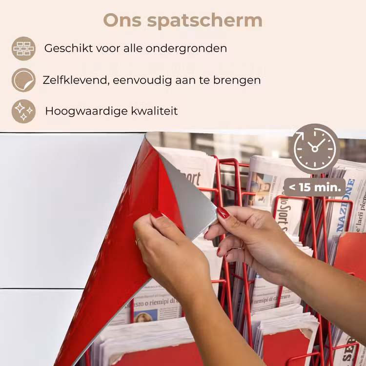 Spatscherm keuken - Kranten - Rek - Stedelijk - Dagelijks leven - Rood — 4