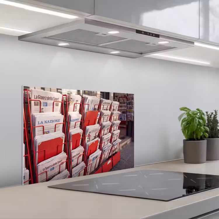 Spatscherm keuken - Kranten - Rek - Stedelijk - Dagelijks leven - Rood — 5