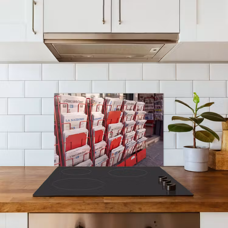 Spatscherm keuken - Kranten - Rek - Stedelijk - Dagelijks leven - Rood — 6