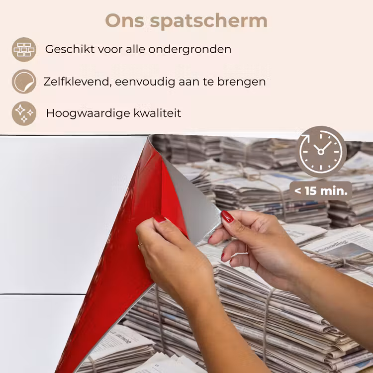 Spatscherm keuken - Kranten - Stapels - Touw - Informatie - Vintage — 4