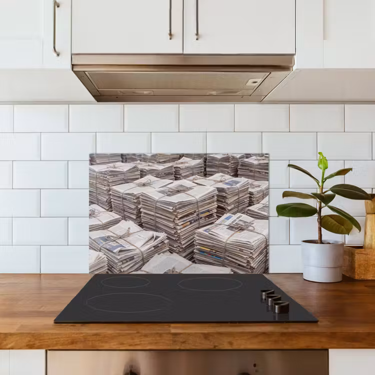 Spatscherm keuken - Kranten - Stapels - Touw - Informatie - Vintage — 6