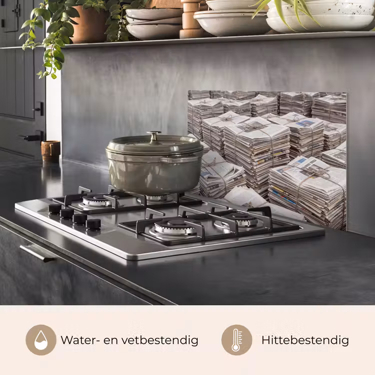 Spatscherm keuken - Kranten - Stapels - Touw - Informatie - Vintage — 7