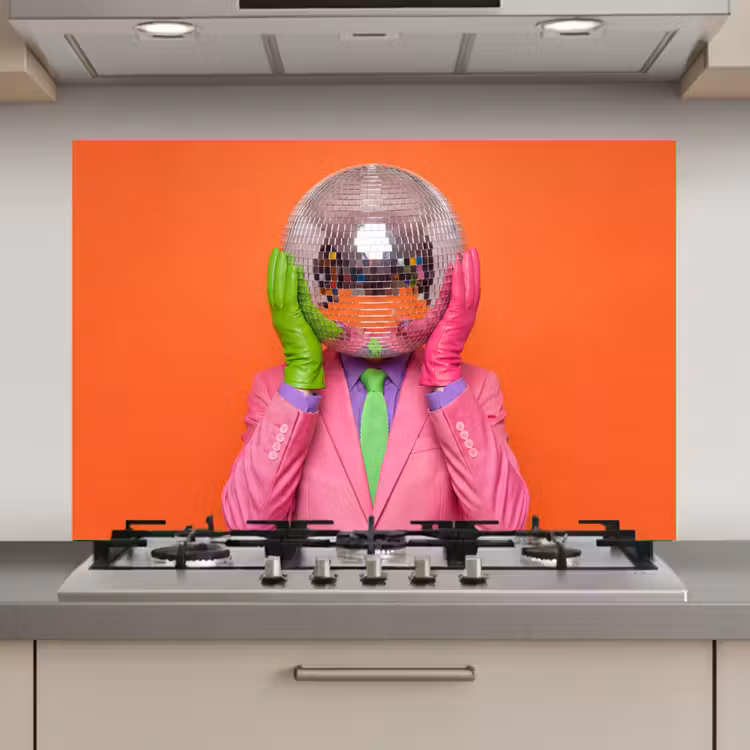 Spatscherm keuken - Kunst - Disco bal - Kleurrijk - Modern - Studio — 1