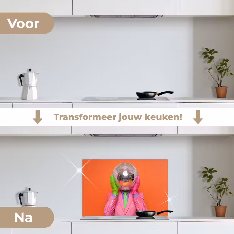 Spatscherm keuken - Kunst - Disco bal - Kleurrijk - Modern - Studio — 3