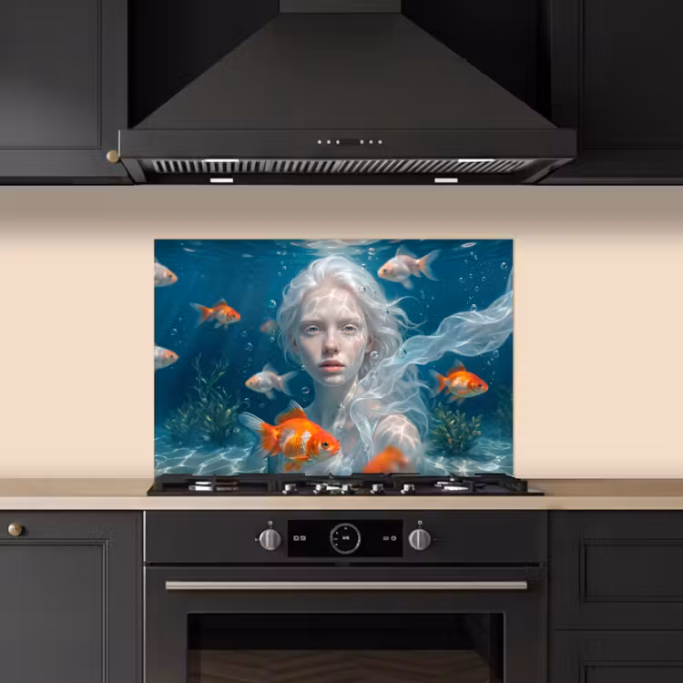Spatscherm keuken - Mens - Onderwater - Vis - Modern - Blauw — 2