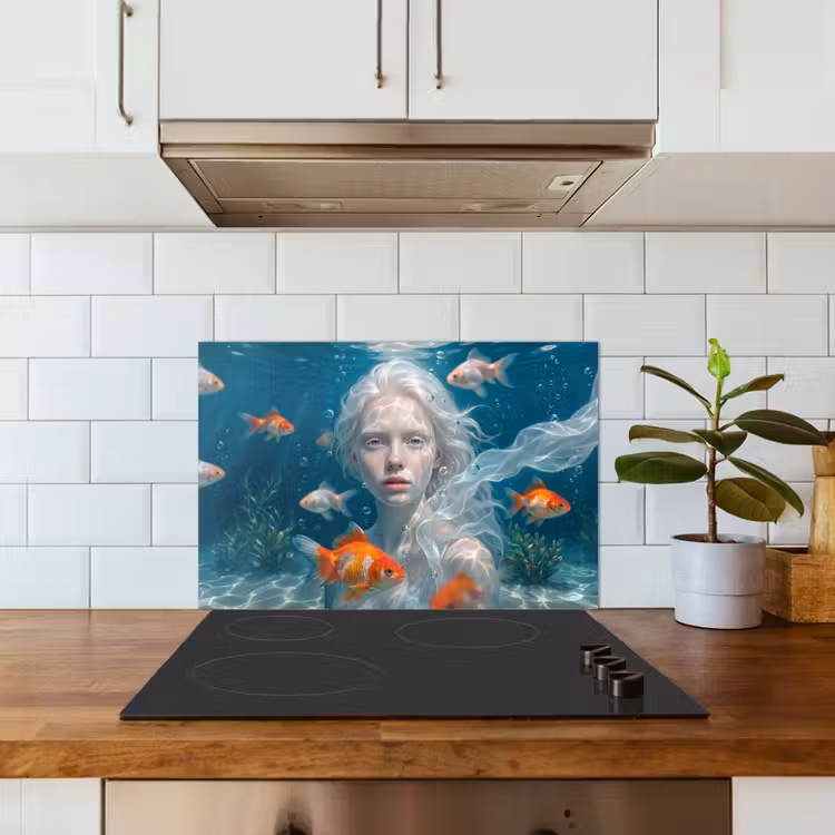 Spatscherm keuken - Mens - Onderwater - Vis - Modern - Blauw — 6