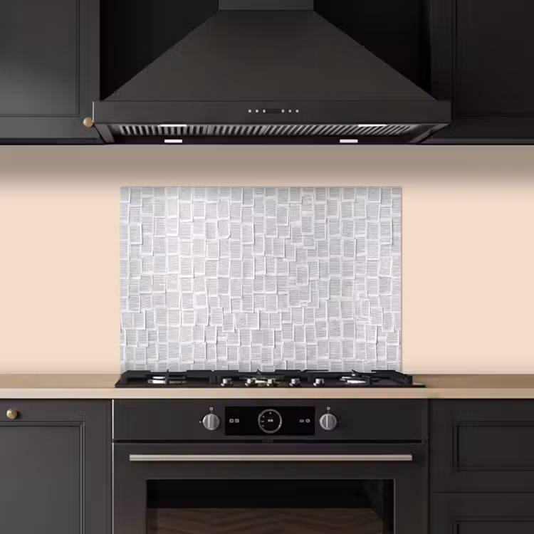 Spatscherm keuken - Papier - Overlappend - Textuur - Modern - Wit — 2