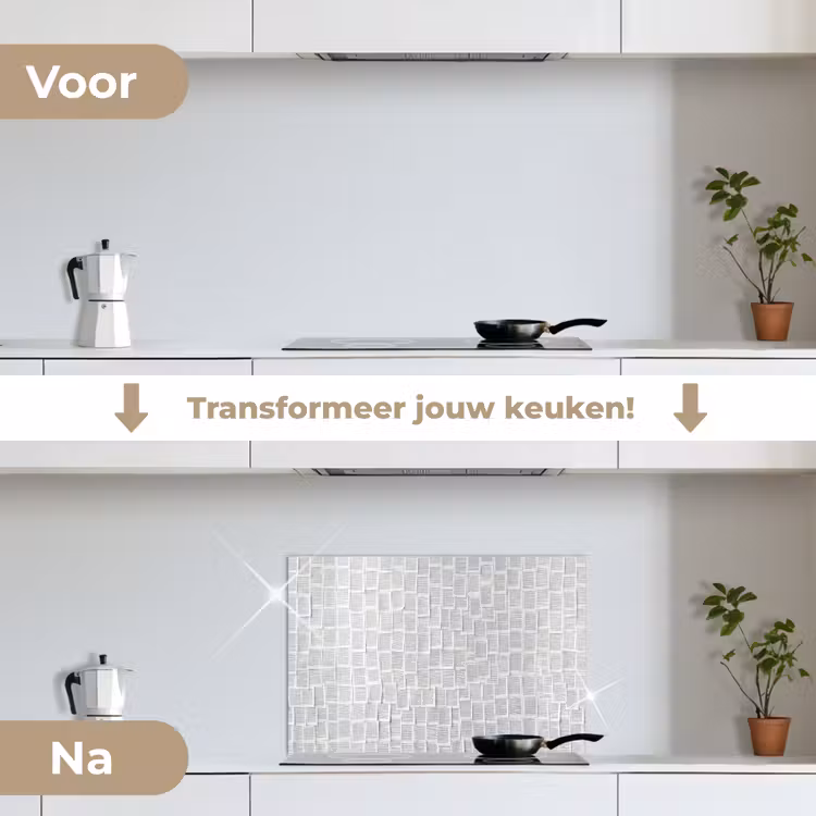 Spatscherm keuken - Papier - Overlappend - Textuur - Modern - Wit — 3