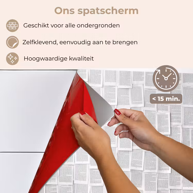 Spatscherm keuken - Papier - Overlappend - Textuur - Modern - Wit — 4