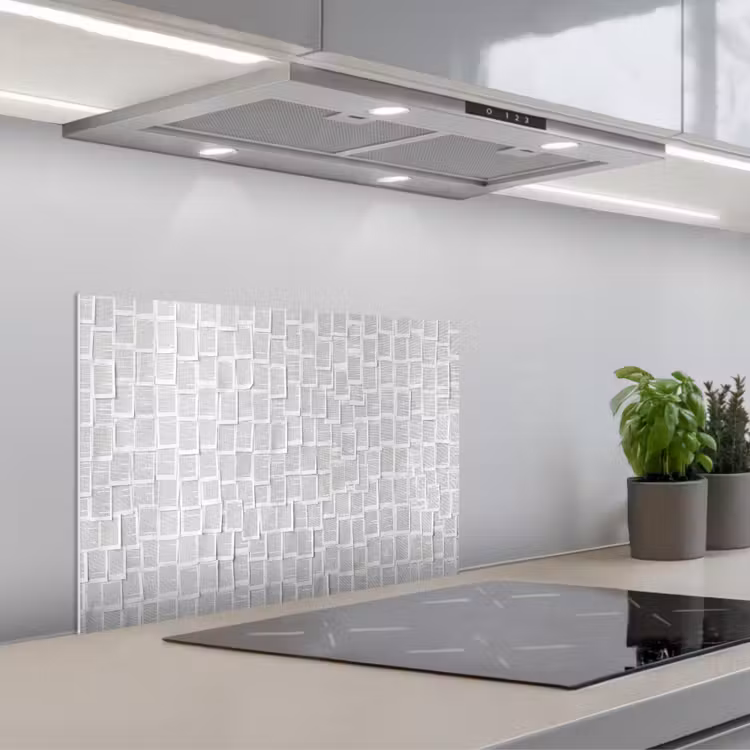 Spatscherm keuken - Papier - Overlappend - Textuur - Modern - Wit — 5