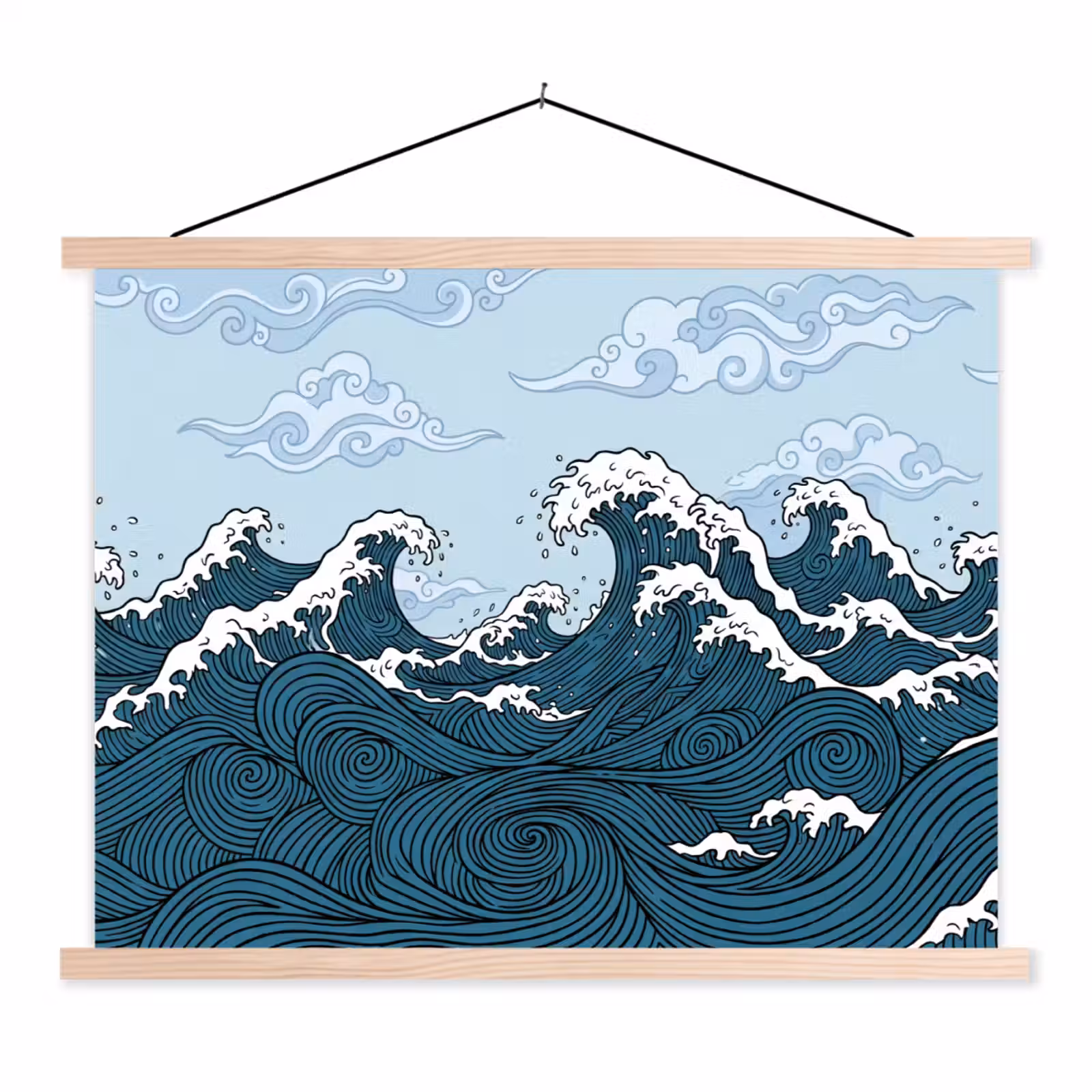 Schoolplaat - Zee - Golven - Japans - Natuur - Blauw — 1