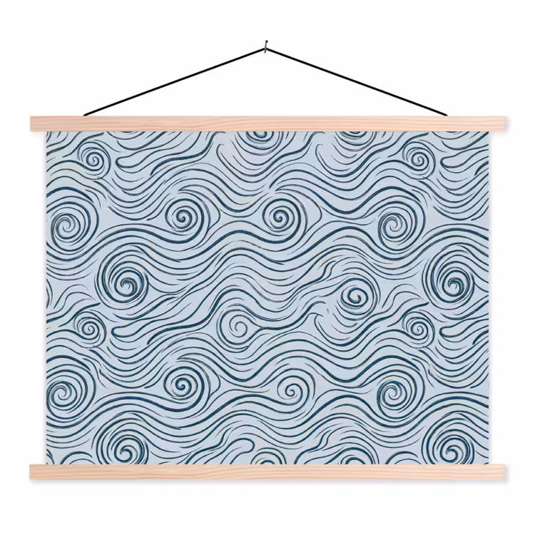 Schoolplaat - Patroon - Golven - Abstract - Modern - Blauw — 1