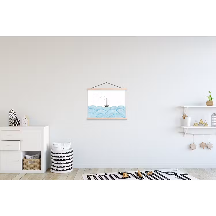 Schoolplaat - Zeilboot - Golven - Zee - Illustratie - Blauw — 3