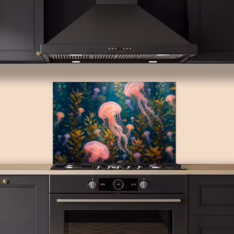 Spatscherm keuken - Kwal - Roze - Onderwater - Zeeleven - Dieren — 2