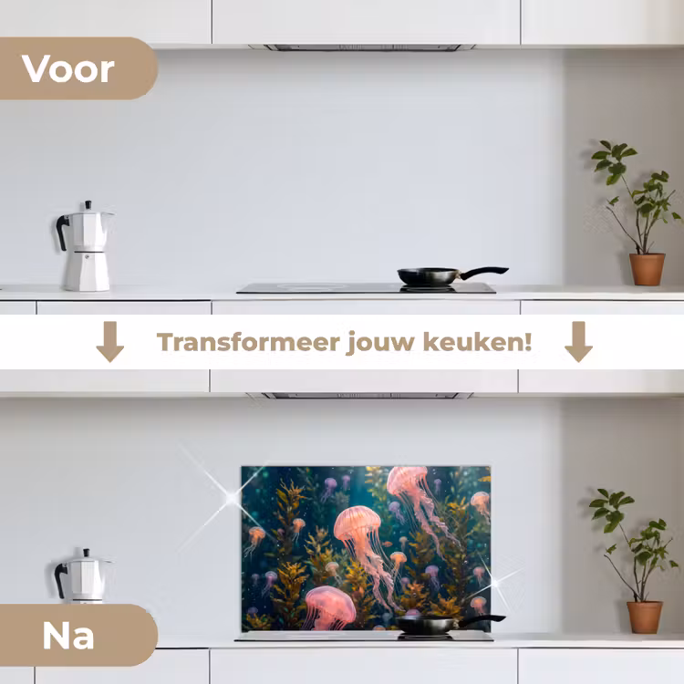 Spatscherm keuken - Kwal - Roze - Onderwater - Zeeleven - Dieren — 3