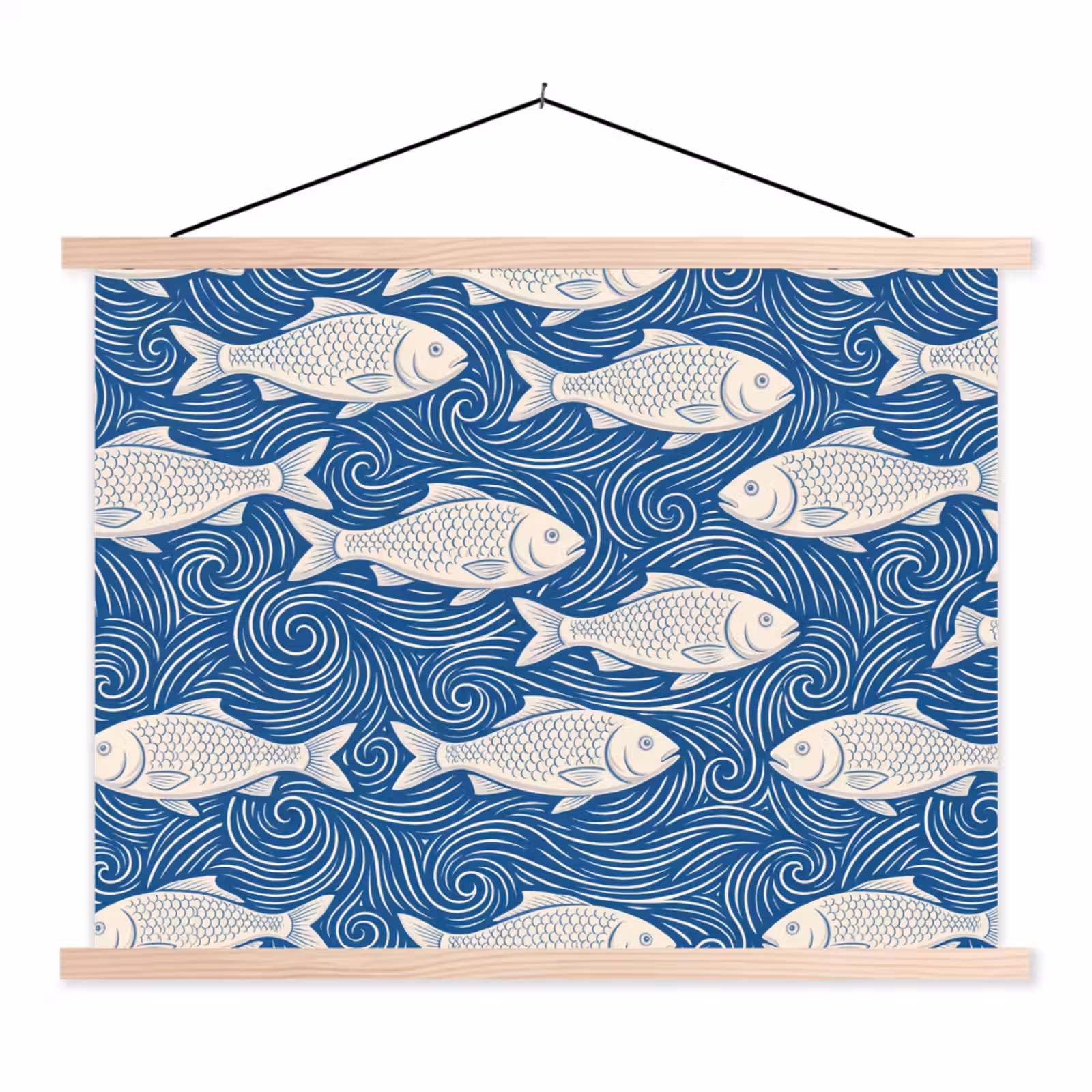 Schoolplaat - Vis - Water - Patroon - Grafisch - Blauw — 1