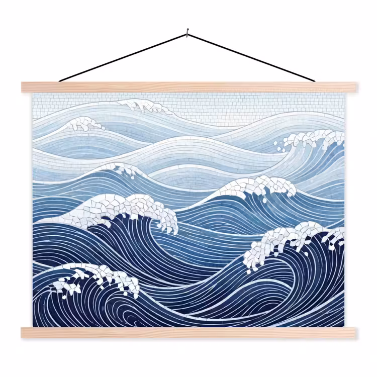 Schoolplaat - Water - Mozaïek - Landschap - Modern - Blauw — 1