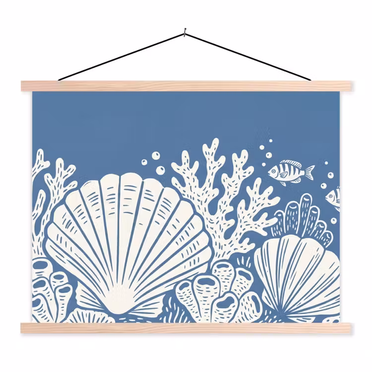 Schoolplaat - Zeeleven - Koraal - Schelp - Vis - Illustratie - Onderwater — 1