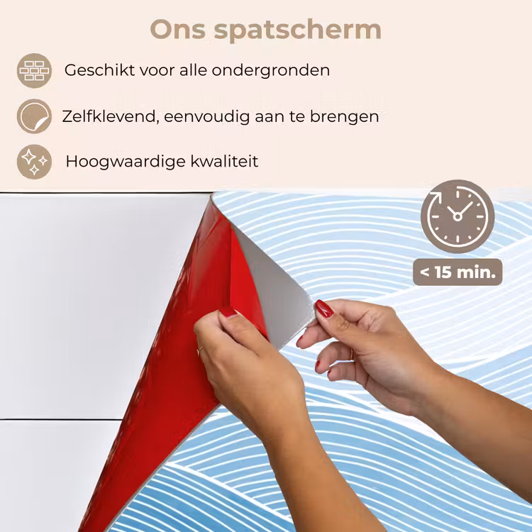 Spatscherm keuken - Abstract - Golven - Patroon - Blauw - Modern — 4