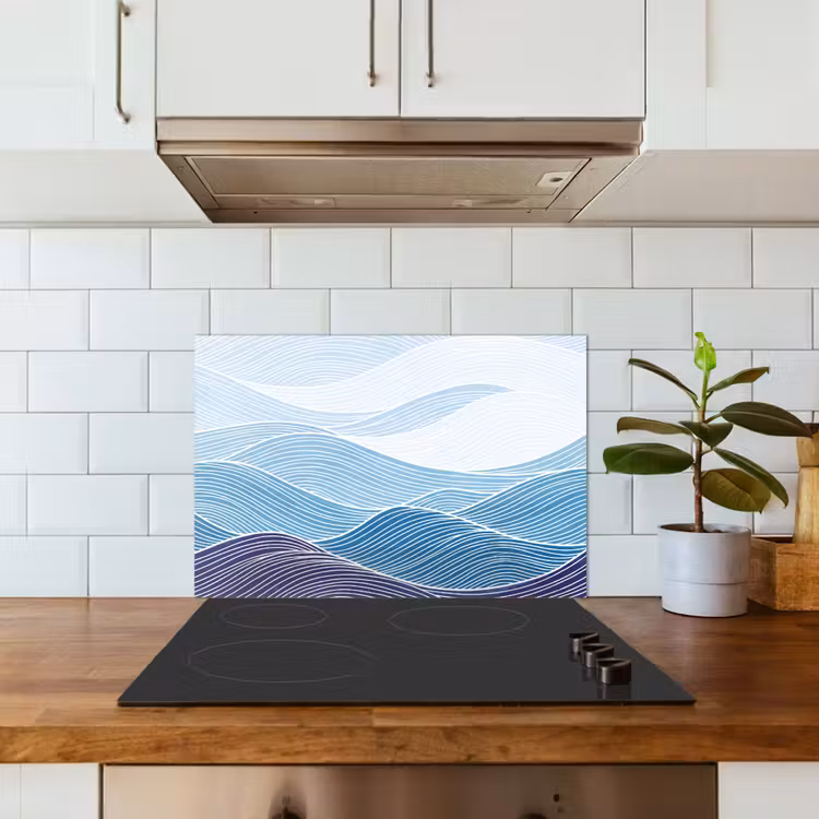 Spatscherm keuken - Abstract - Golven - Patroon - Blauw - Modern — 6