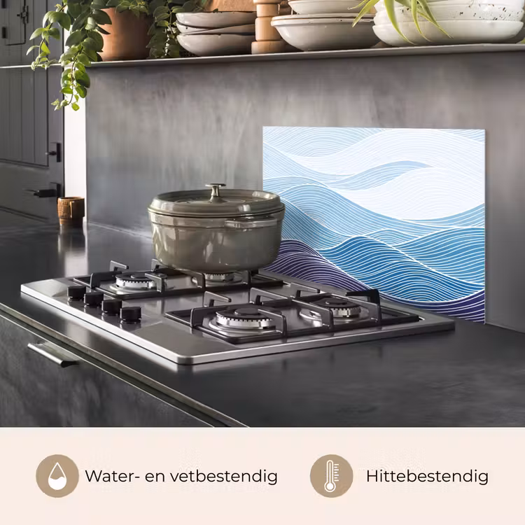 Spatscherm keuken - Abstract - Golven - Patroon - Blauw - Modern — 7