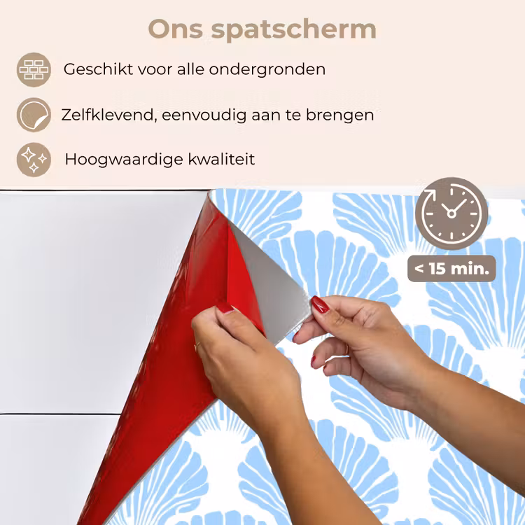 Spatscherm keuken - Blauw - Wit - Schelpen - Grafisch - Structuur — 4