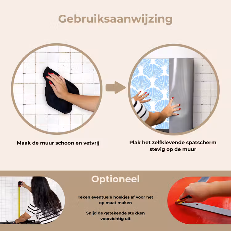 Spatscherm keuken - Blauw - Wit - Schelpen - Grafisch - Structuur — 8