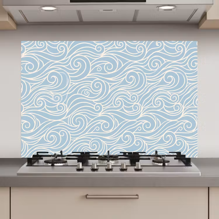 Spatscherm keuken - Golf - Abstract - Natuur - Modern - Blauw — 1