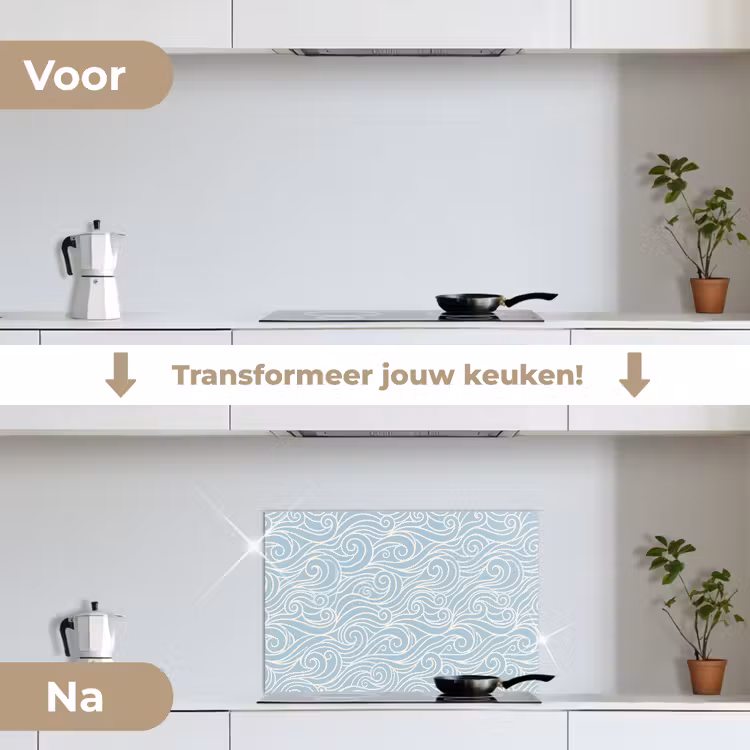 Spatscherm keuken - Golf - Abstract - Natuur - Modern - Blauw — 3