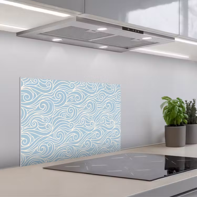 Spatscherm keuken - Golf - Abstract - Natuur - Modern - Blauw — 5