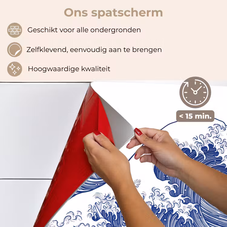 Spatscherm keuken - Golf - Japans - Zee - Illustratie - Blauw — 4