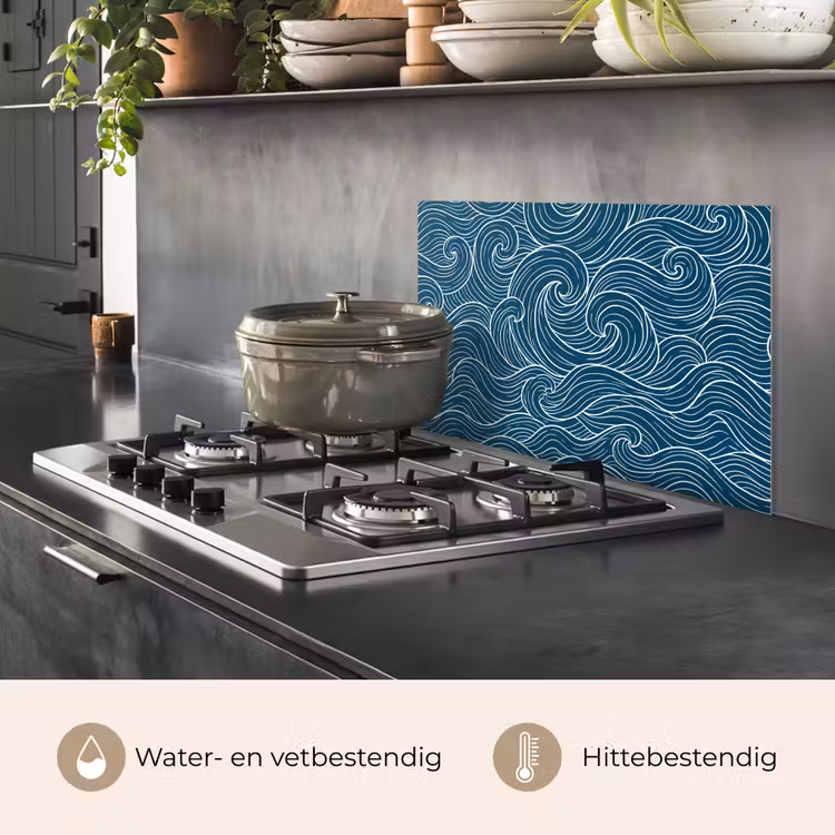 Spatscherm keuken - Golven - Spiraal - Water - Abstract - Blauw — 7