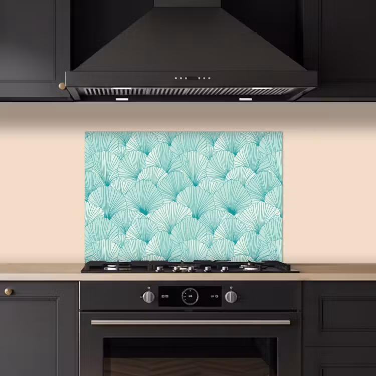 Spatscherm keuken - Groen - Wit - Ginko - Getekend - Textuur — 2