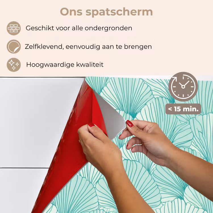 Spatscherm keuken - Groen - Wit - Ginko - Getekend - Textuur — 4