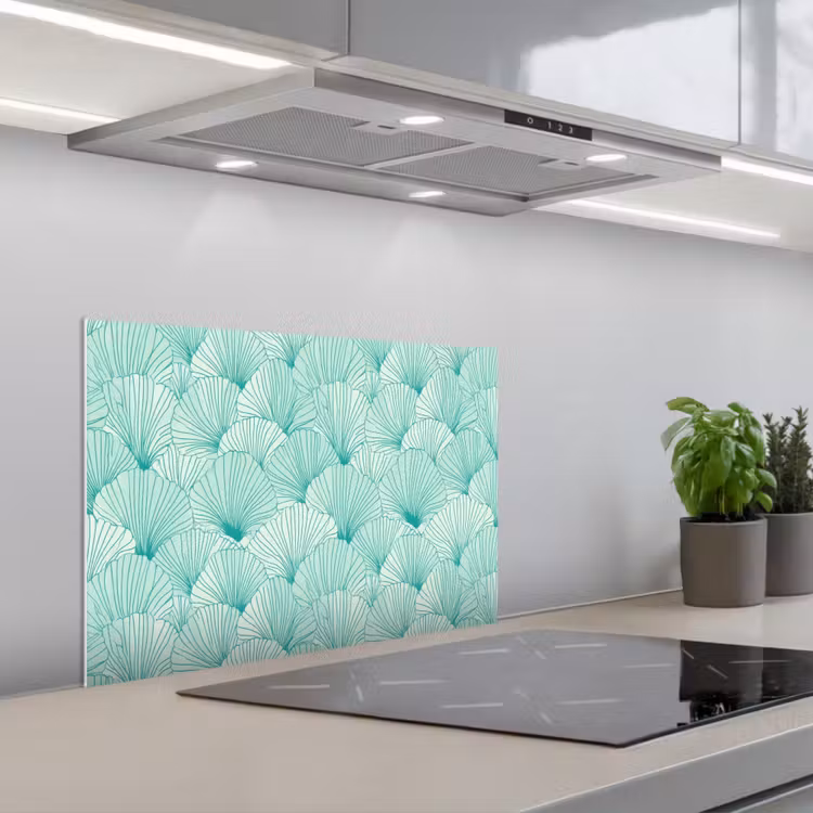 Spatscherm keuken - Groen - Wit - Ginko - Getekend - Textuur — 5