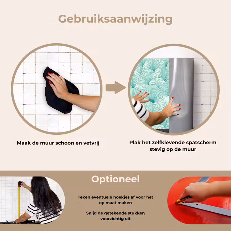 Spatscherm keuken - Groen - Wit - Ginko - Getekend - Textuur — 8