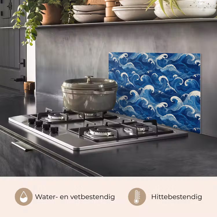 Spatscherm keuken - Japans - Oceaan - Golven - Blauw — 7