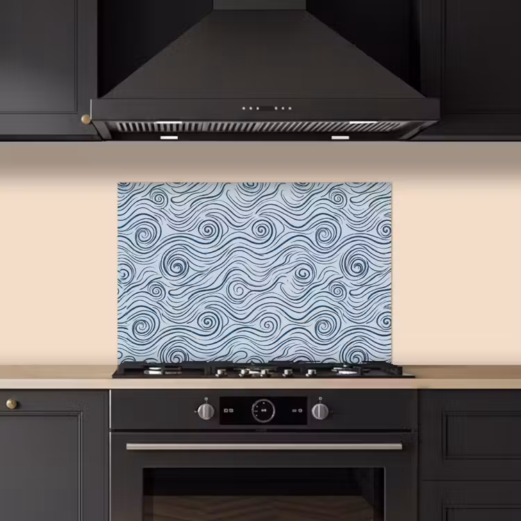 Spatscherm keuken - Patroon - Golven - Abstract - Modern - Blauw — 2