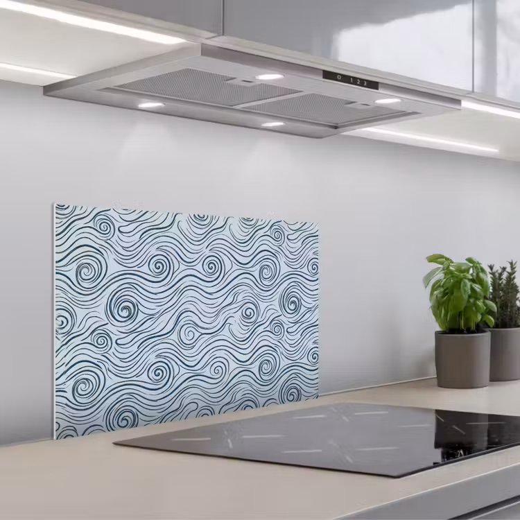 Spatscherm keuken - Patroon - Golven - Abstract - Modern - Blauw — 5