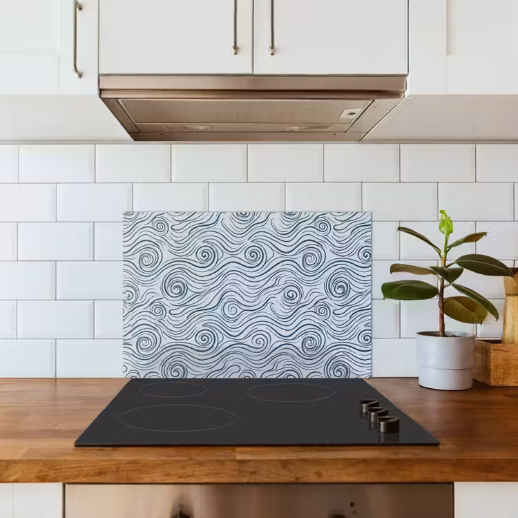 Spatscherm keuken - Patroon - Golven - Abstract - Modern - Blauw — 6