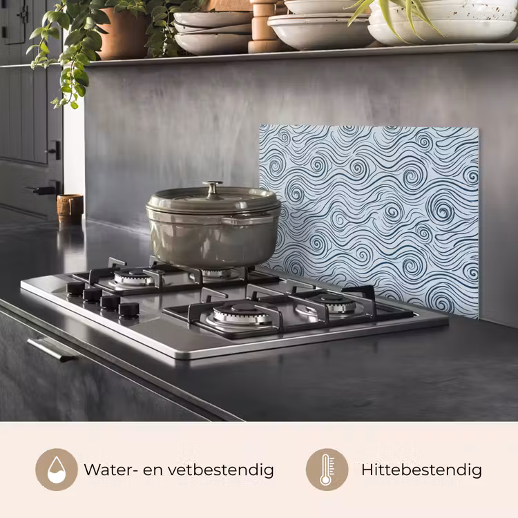 Spatscherm keuken - Patroon - Golven - Abstract - Modern - Blauw — 7