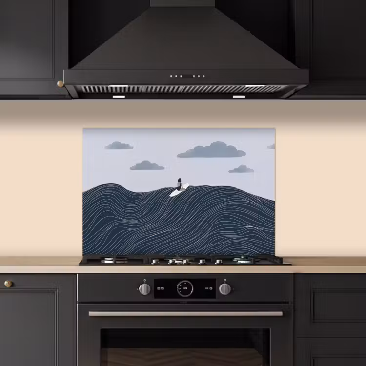 Spatscherm keuken - Persoon - Surfen - Oceaan - Natuur - Modern — 2