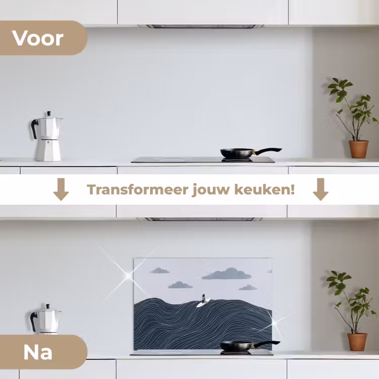 Spatscherm keuken - Persoon - Surfen - Oceaan - Natuur - Modern — 3