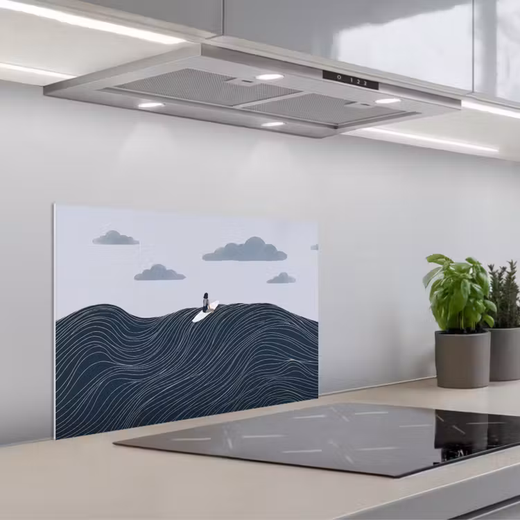 Spatscherm keuken - Persoon - Surfen - Oceaan - Natuur - Modern — 5