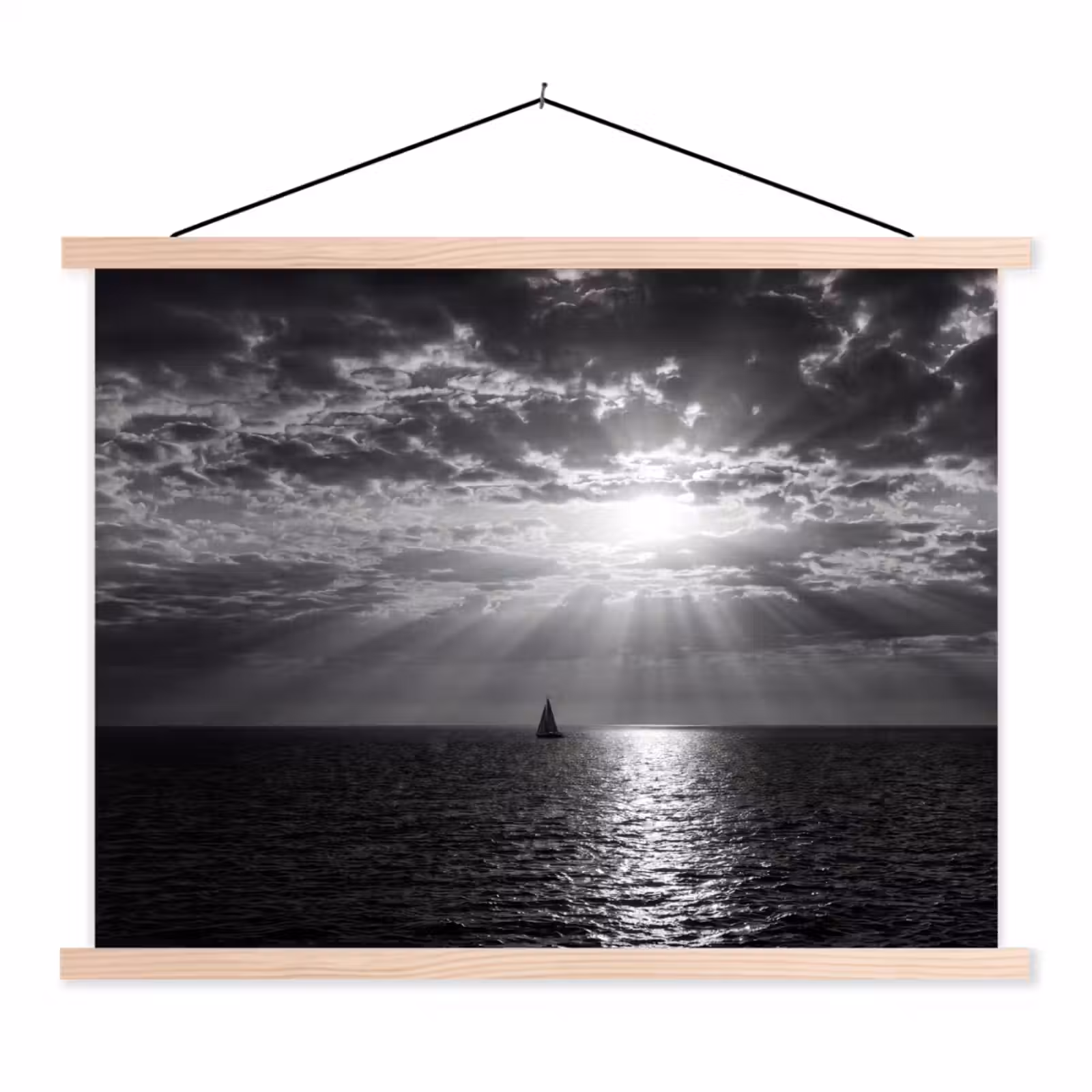 Schoolplaat - Water - Boot - Lucht - Natuur - Zwart-wit — 1