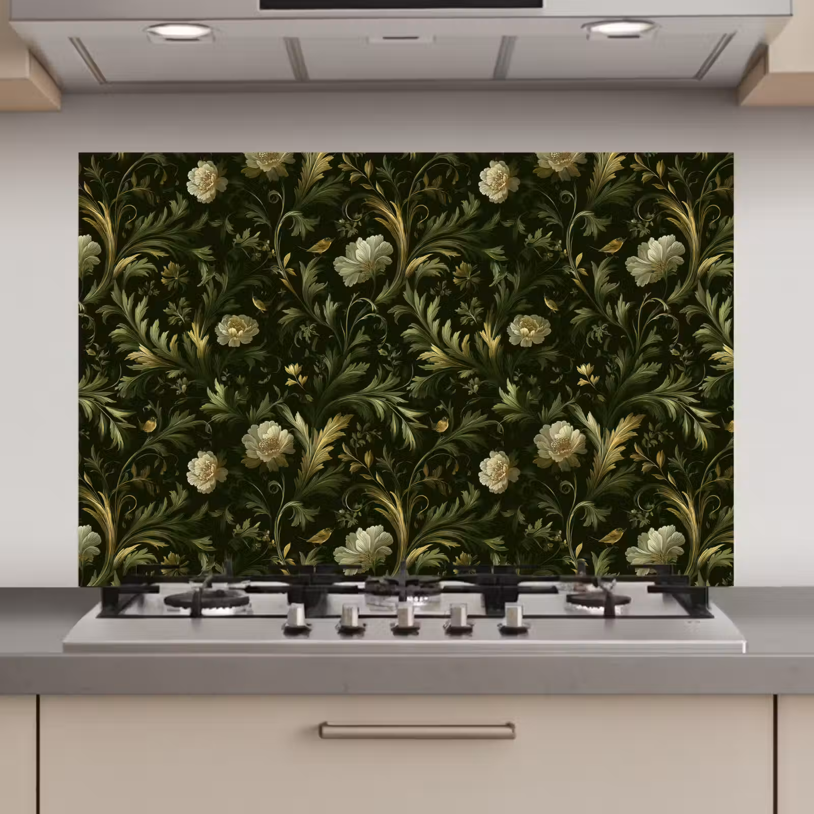 Spatscherm keuken - Botanisch - Naadloos - Bloemen — 1