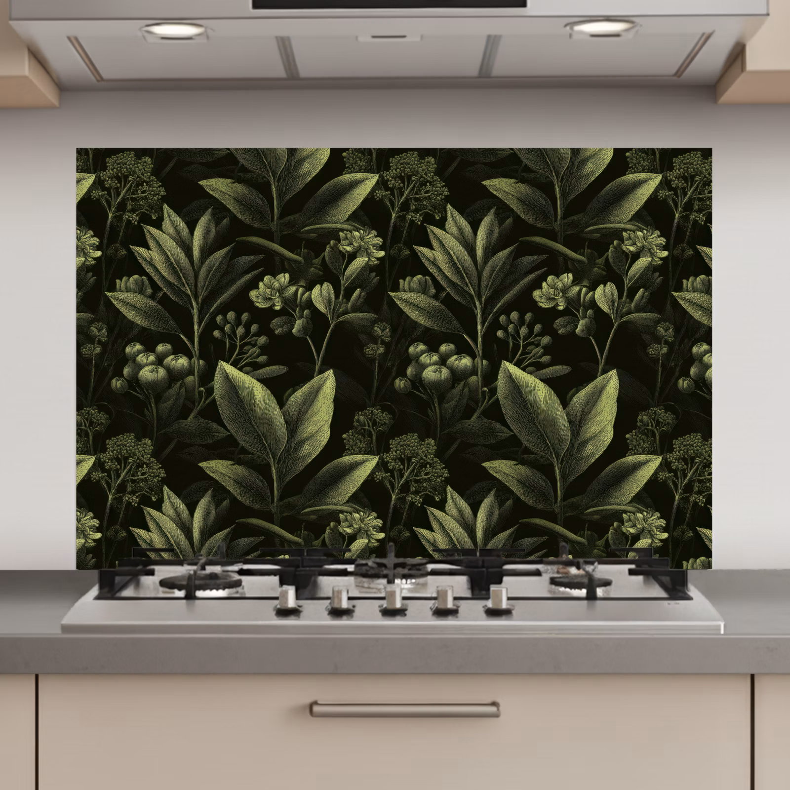 Spatscherm keuken - Klassiek - Donker - Botanisch - Planten — 1