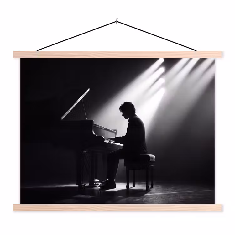 Schoolplaat - Persoon - Piano - Muziek - Zwart-wit - Podium — 1